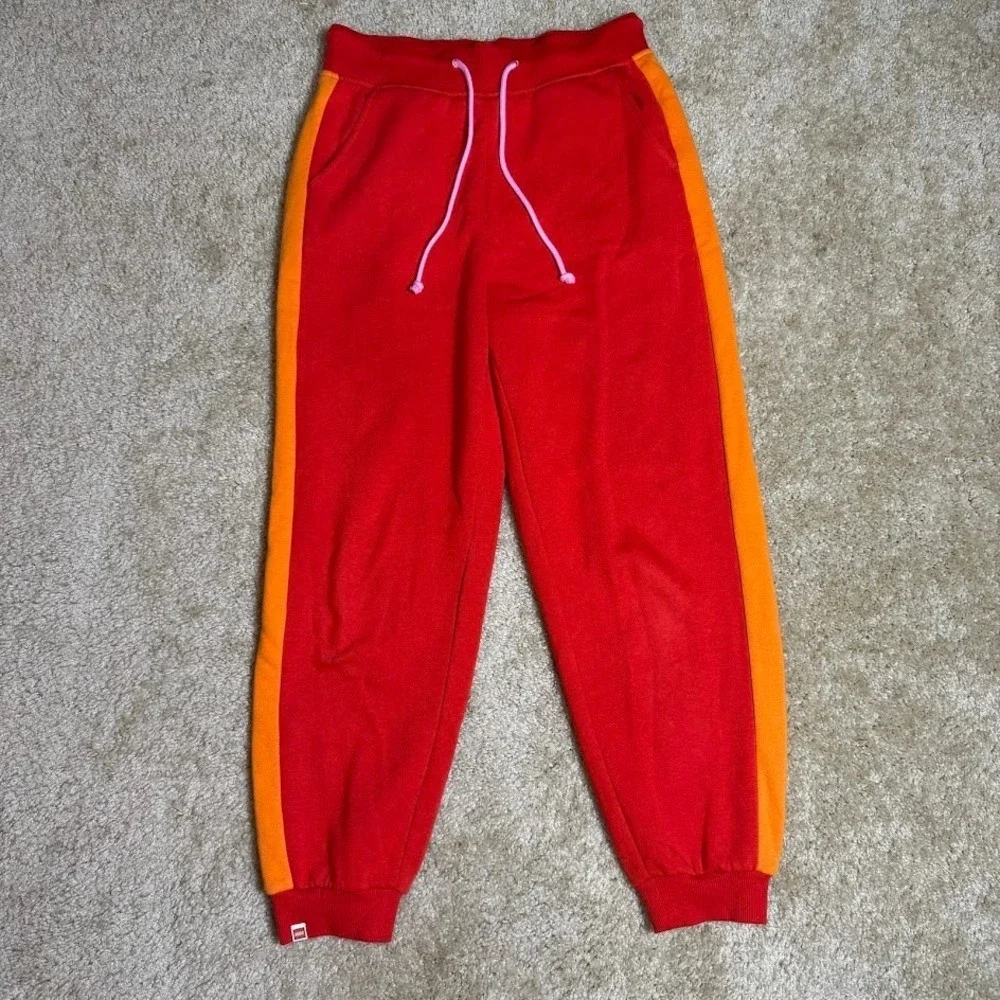 LEGO x Target Jogger Sweatpants Womens Small Red Orange Side Stripe Lounge Pants - Picture 1 of 7